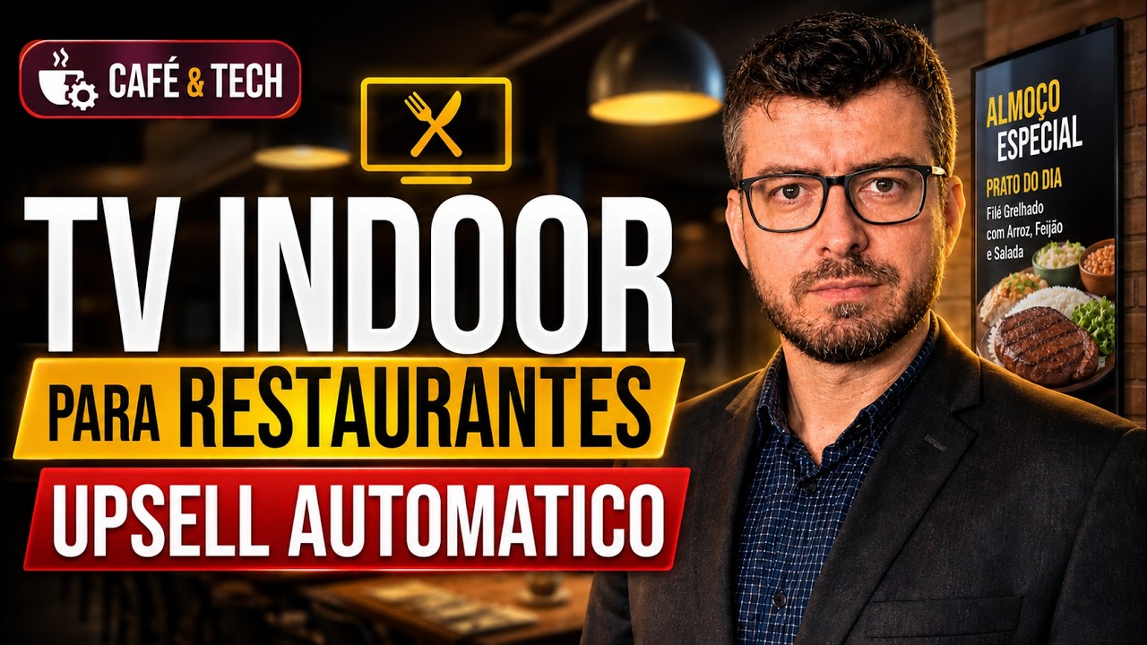 Mário Sérgio and Josimar Machado on the Café & Tech podcast episode about indoor TV for restaurants, where the review QR code on screen at the end of the meal is discussed