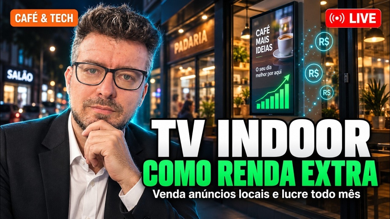 Mário Sérgio e Josimar Machado no episódio do podcast Café e Tech em que discutem como começar um negócio de TV Indoor com um único ponto de exibição e vender anúncios locais na própria cidade